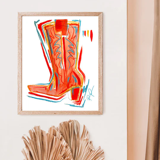 "Ruby Rodeo" Cowgirl Boot Art Print