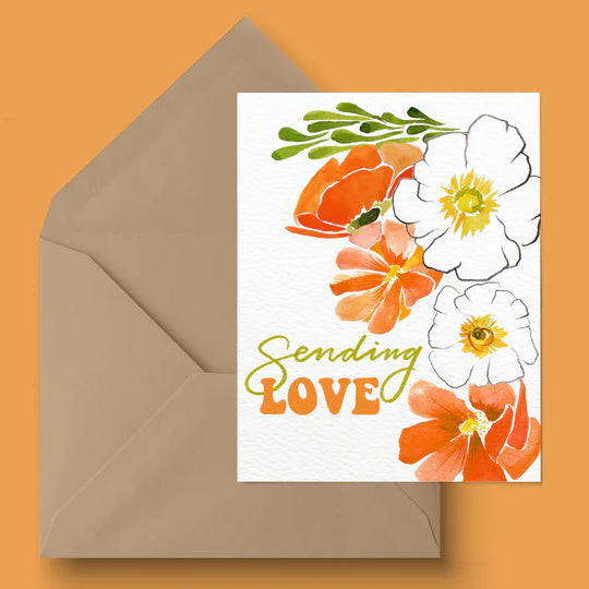 "Sending Love" Floral Greeting Card