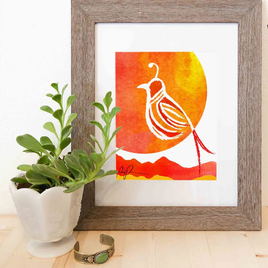 "Sunset Quail" Watercolor Print