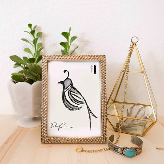 "Dark Quail" Watercolor + Pastel Print