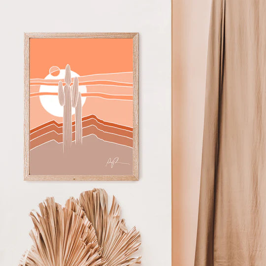 "Saguaros Eclipse" Vertical Art Print