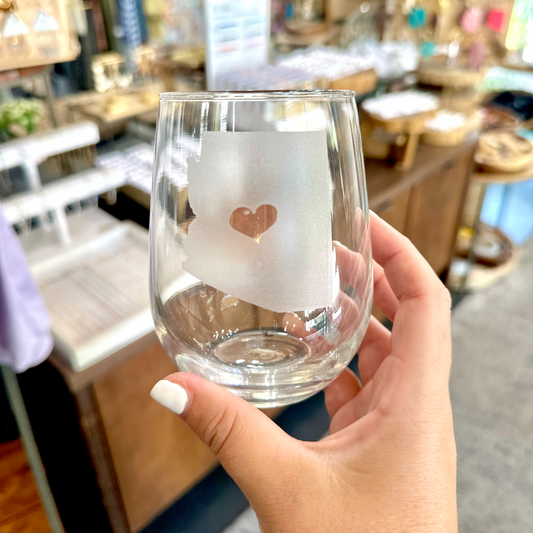 AZ State Heart Stemless Wine Glass
