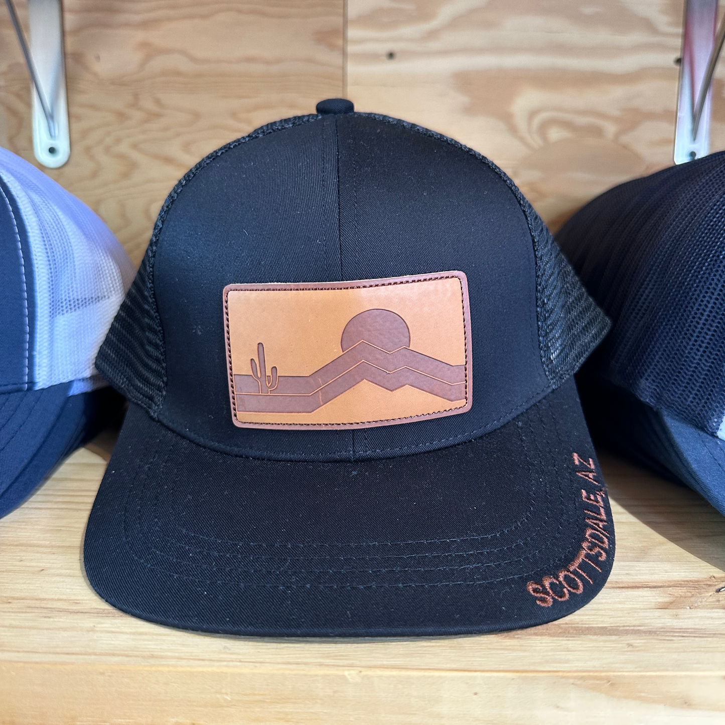 Leather Desert Hat Patch Green Trucker Hat
