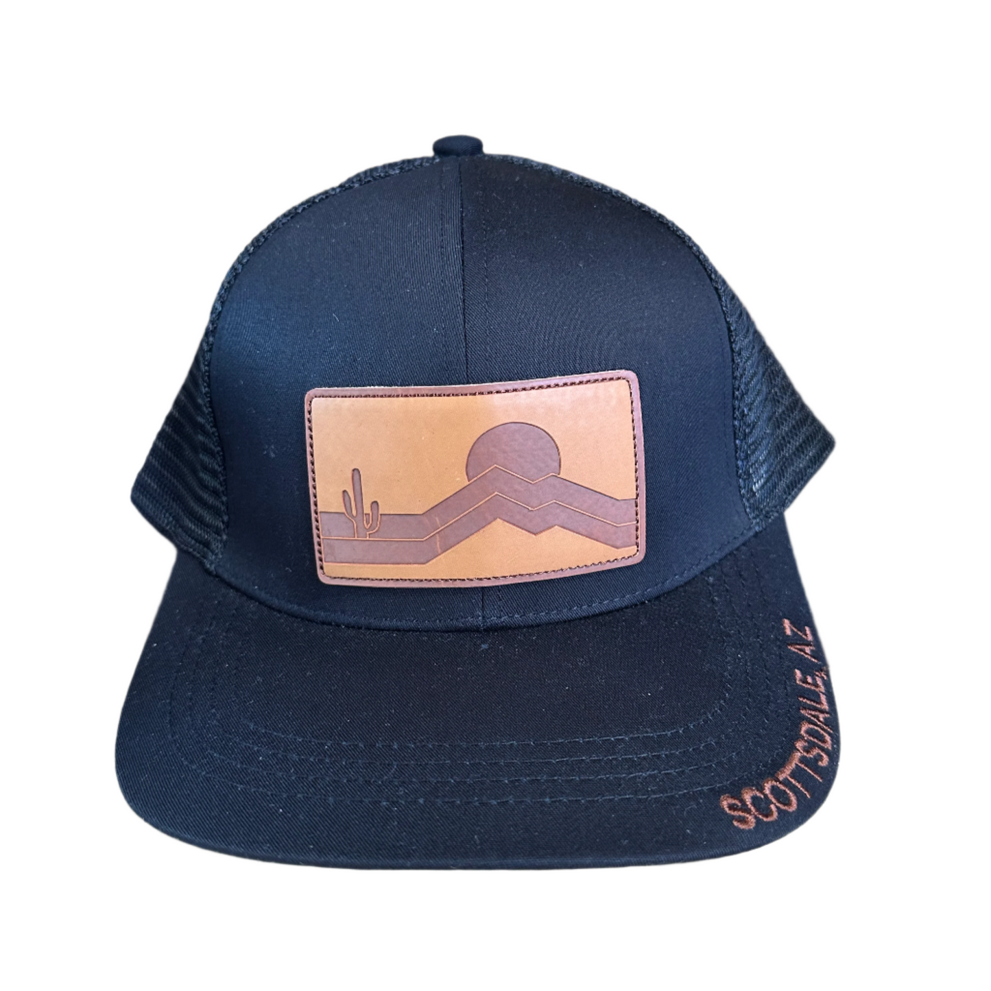 Leather Desert Hat Patch Green Trucker Hat