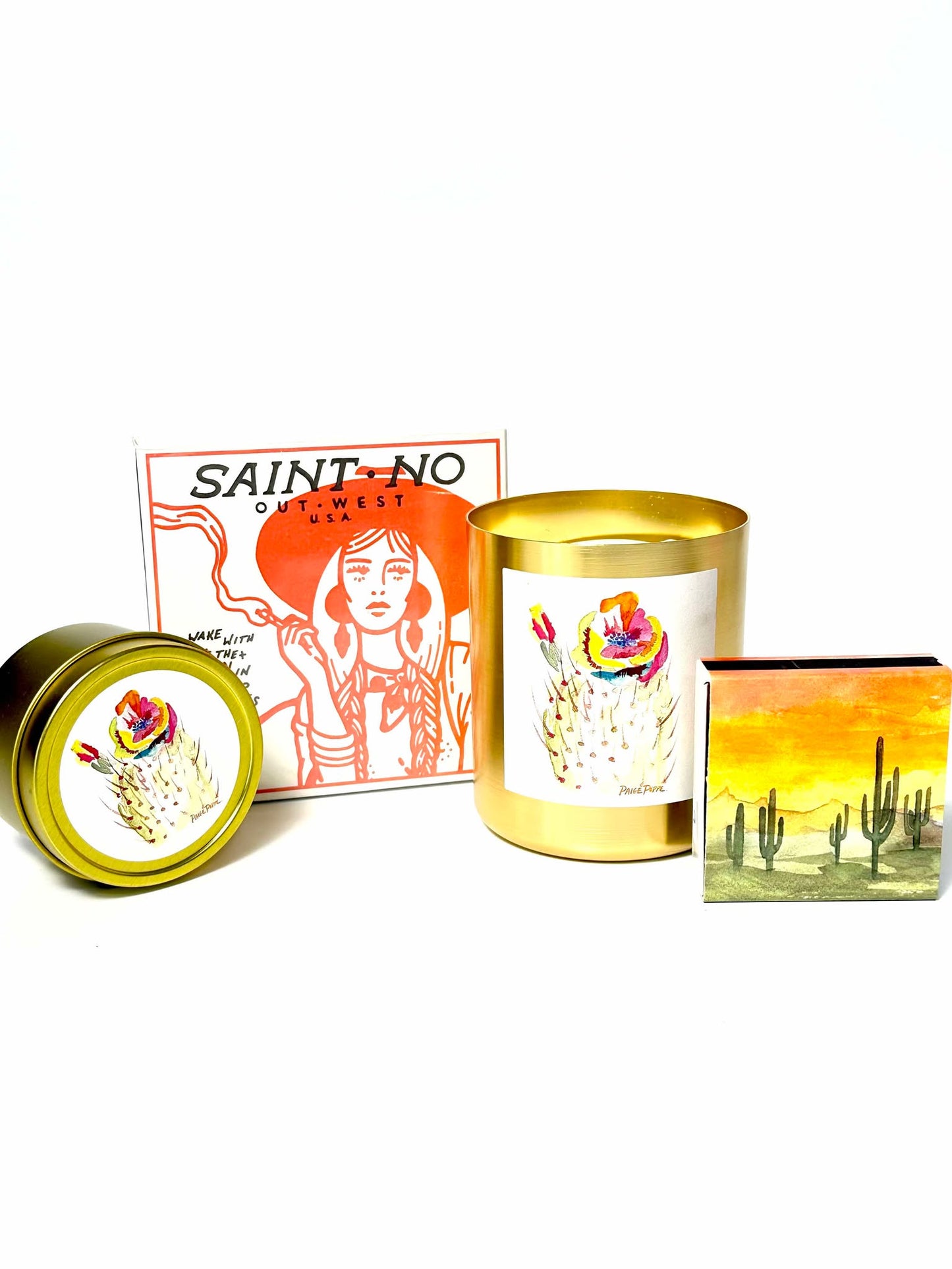 Paige Poppe Techni Color Cactus Art Donation Candle