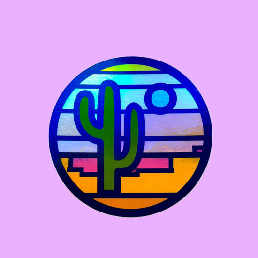Stained Glass Desert Cactus Sticker