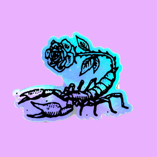 Scorpion Rose Iridescent Sticker