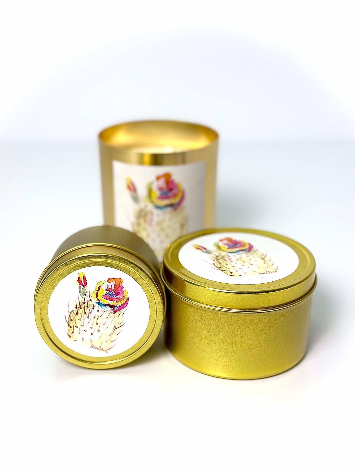 Paige Poppe Techni Color Cactus Art Donation Candle