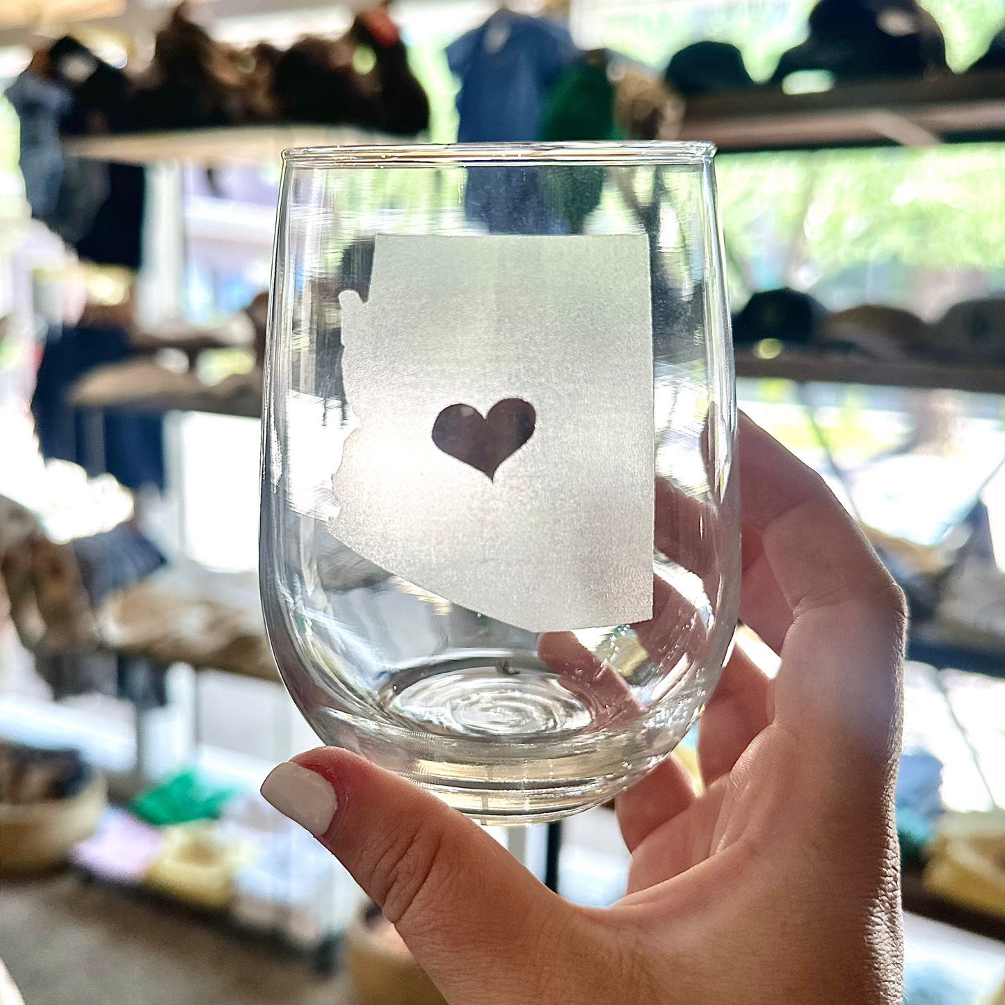 AZ State Heart Stemless Wine Glass
