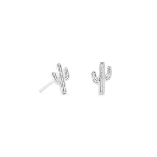 Simple Silver Stud Cactus Earrings