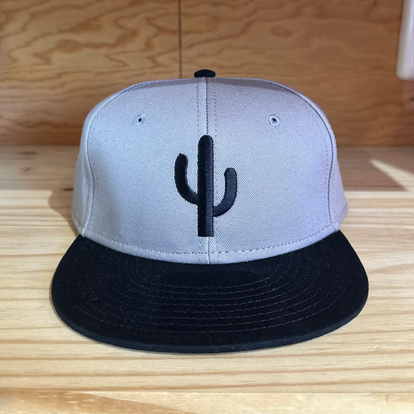 Simple Cactus Black and Grey Flat Bill Hat