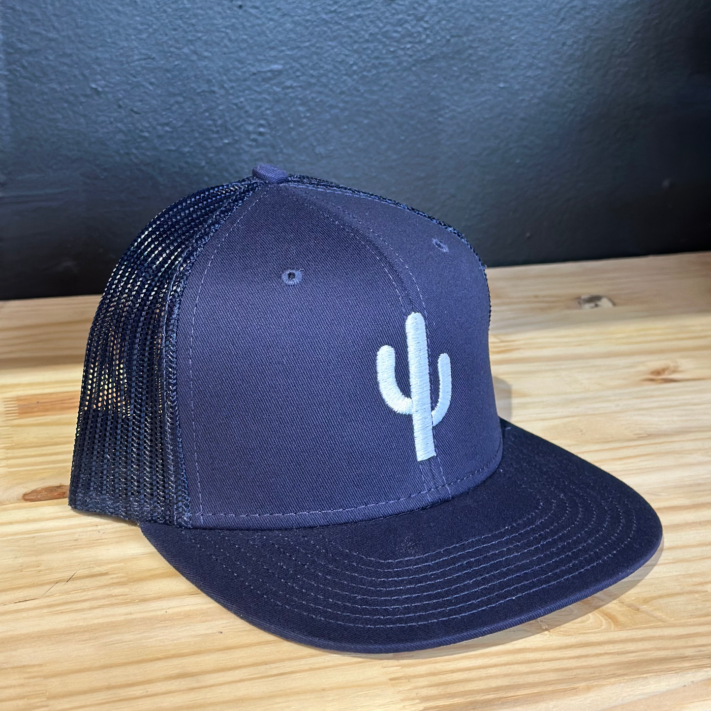 Simple Cactus Navy Flat Bill Hat