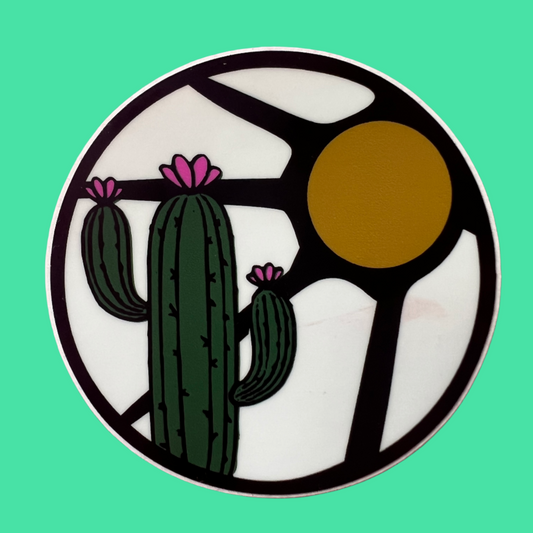 Cactus Sun Circle Sticker
