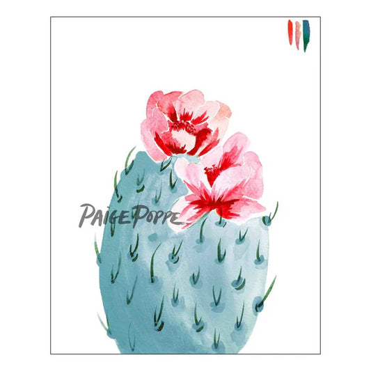 "Cherry Bloom" Prickly Pear Watercolor Print
