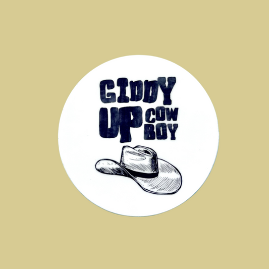 Giddy Up Cowboy Circle Sticker