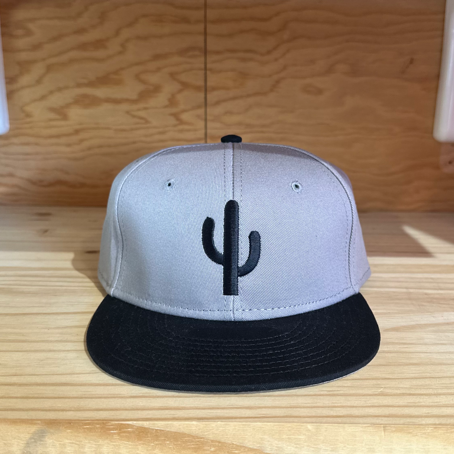 Simple Cactus Black and Grey Flat Bill Hat