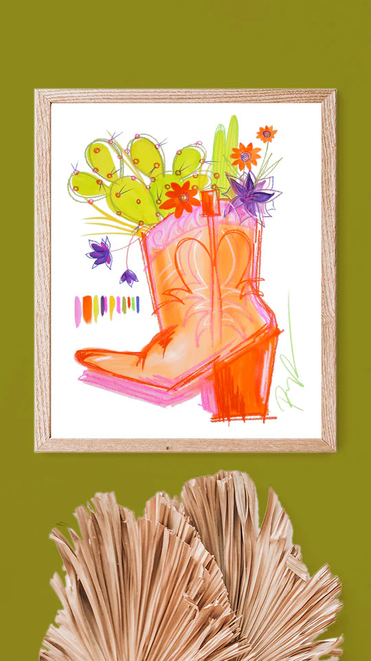 "Blooming Boot" Watercolor Art Print