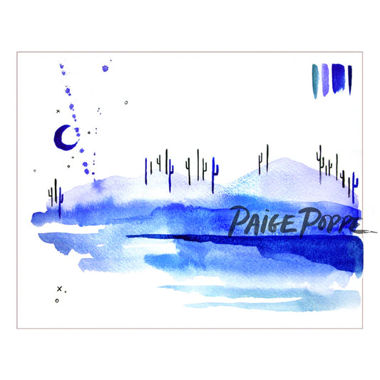 "Blue Cotton Candy Desert" Watercolor Print