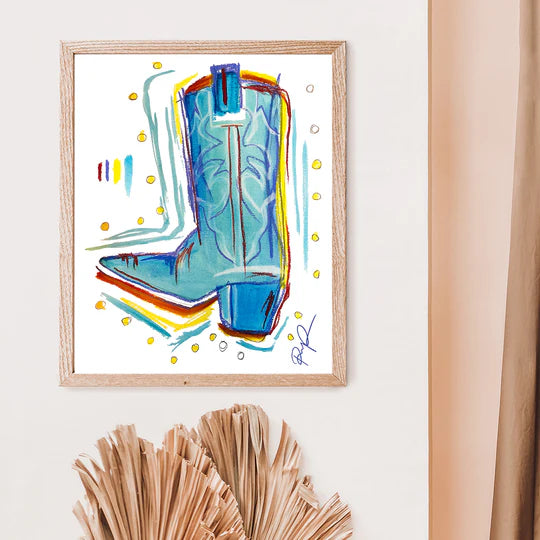 "Boot Scootin' Blues" Cowgirl Boot Art Print