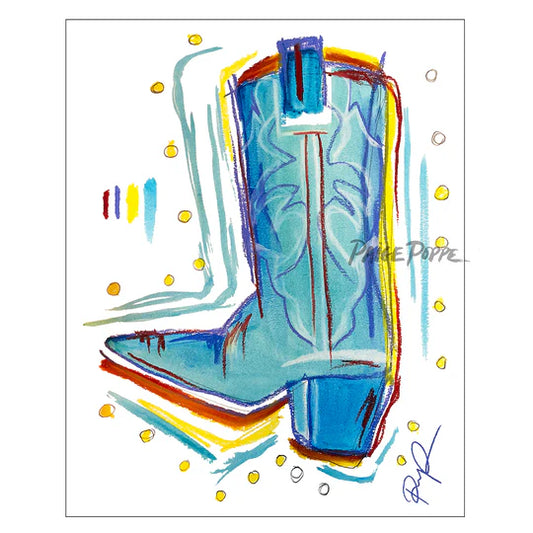 "Boot Scootin' Blues" Cowgirl Boot Art Print