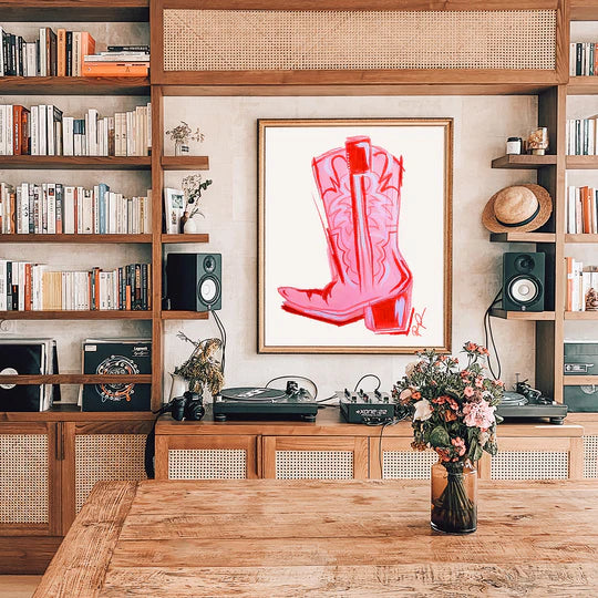 "Pink Cowgirl Boot" Watercolor Art Print
