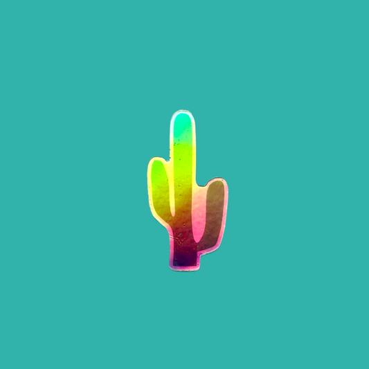Single Cactus Green Holographic Sticker