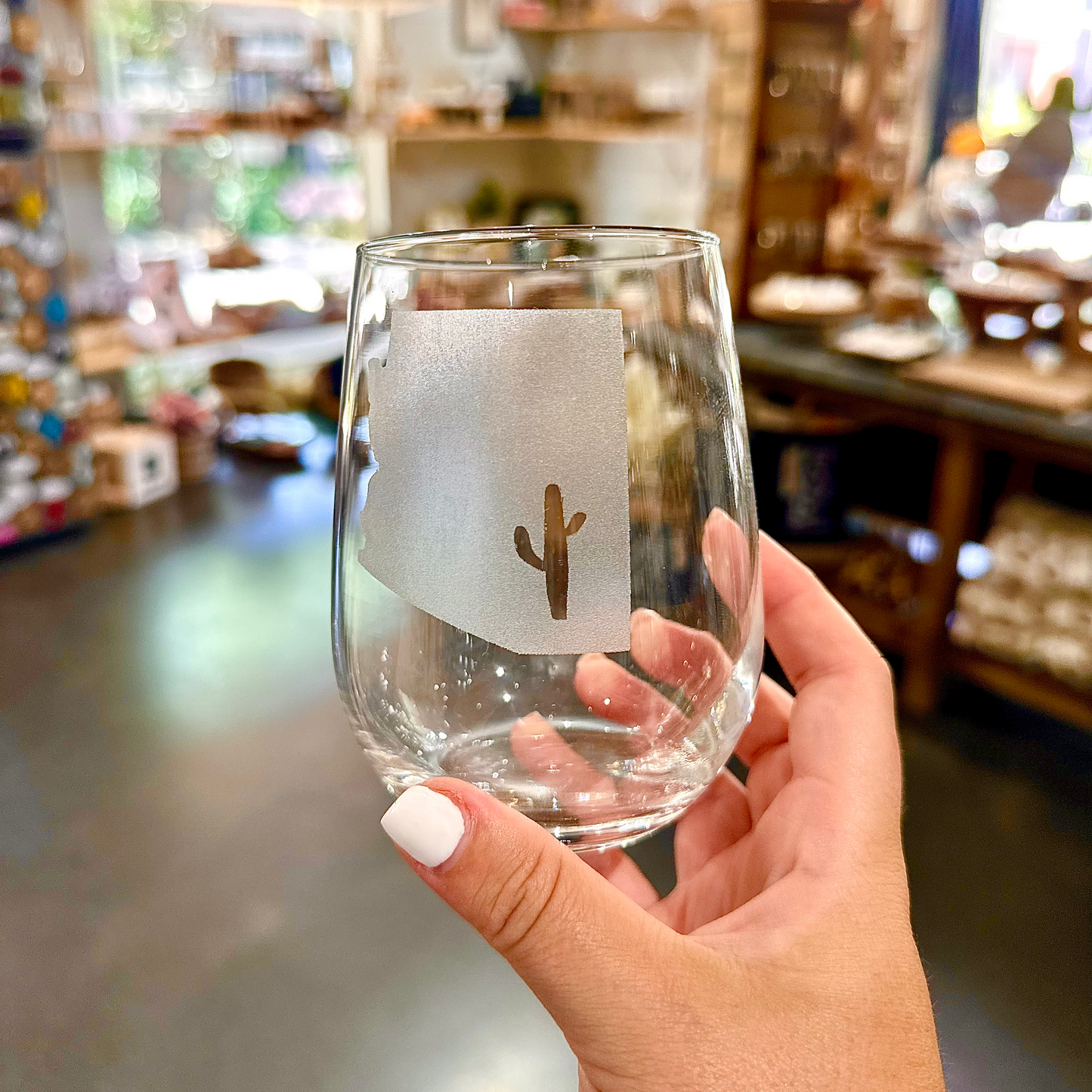 AZ State Cactus Stemless Wine Glass