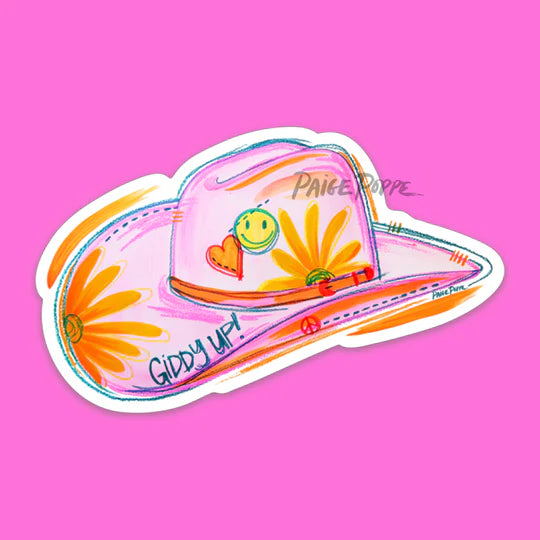 "Giddy Up" Cowgirl Hat Diecut Sticker
