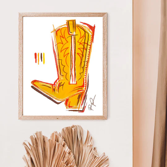 "Golden Girl" Cowgirl Boot Art Print