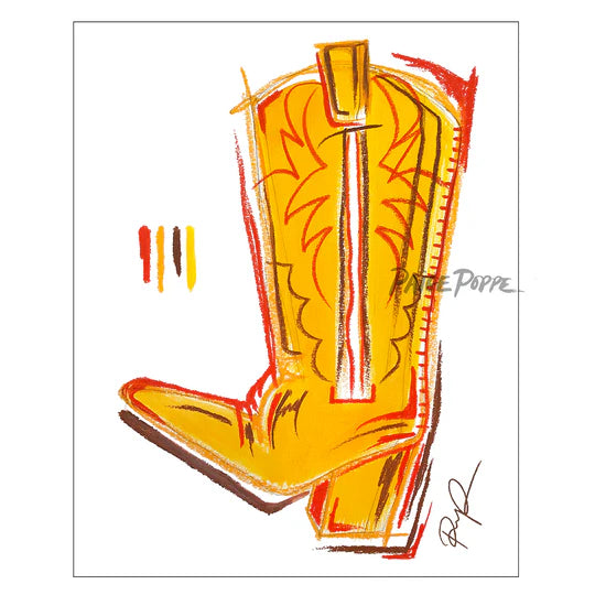"Golden Girl" Cowgirl Boot Art Print
