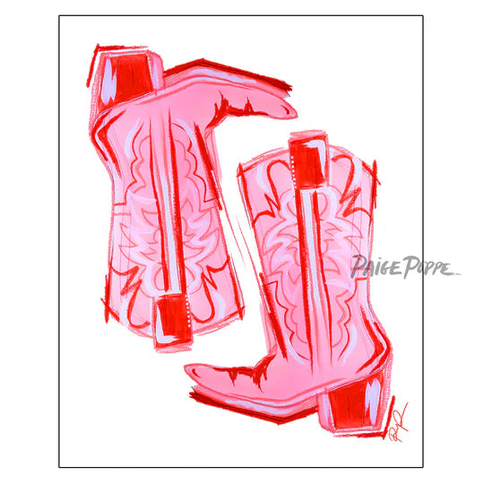 "Pastel Pair" Cowgirl Boots Art Print