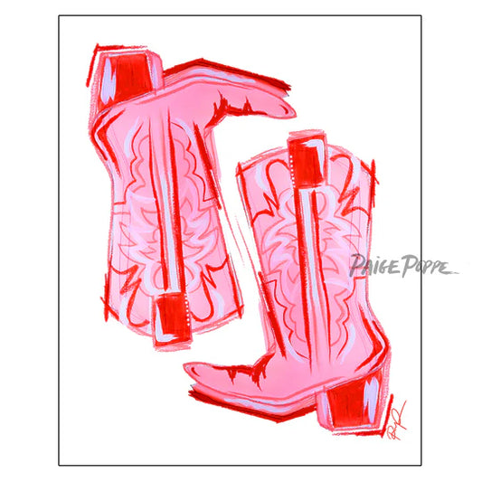 "Pastel Pair" Cowgirl Boots Art Print