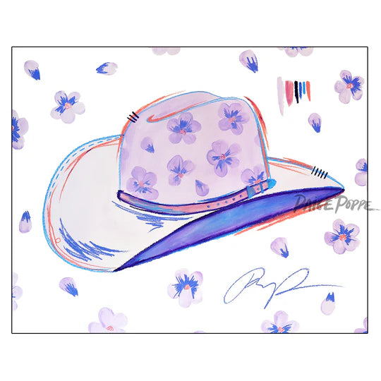 "A Cowgirl of Purple Pansies" Watercolor Art Print