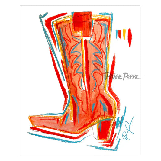 "Ruby Rodeo" Cowgirl Boot Art Print