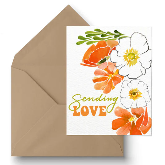 "Sending Love" Floral Greeting Card