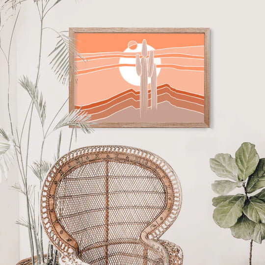 "Saguaros Eclipse" Horizontal Art Print