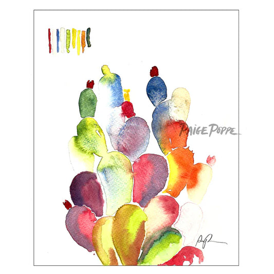 "Technicolor Cacti" Watercolor Print