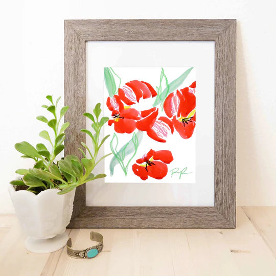 "Ruby Tulips" Watercolor Print