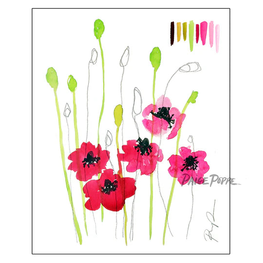 "Wild Poppies" Watercolor Art Print