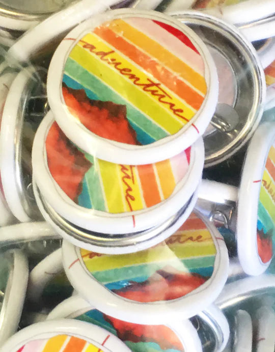 "Adventure" Watercolor Button