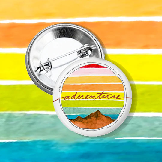 "Adventure" Watercolor Button