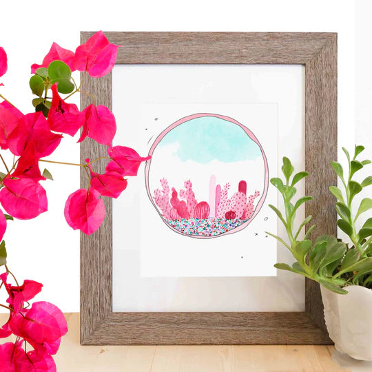 "Prickly in Pink" Watercolor Print