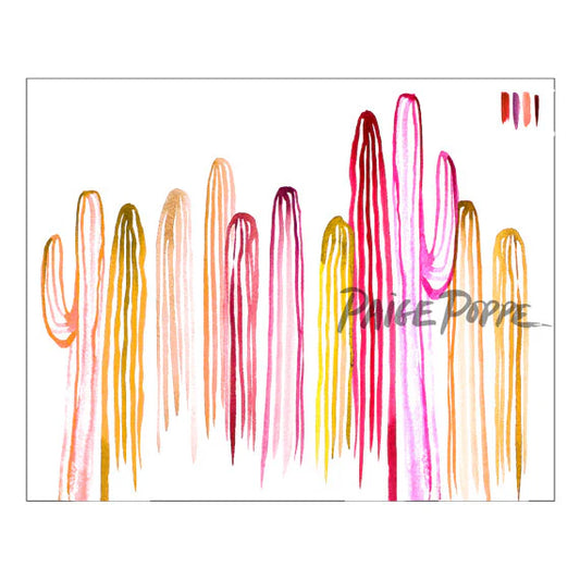 "Scarlet Saguaros" Watercolor Print
