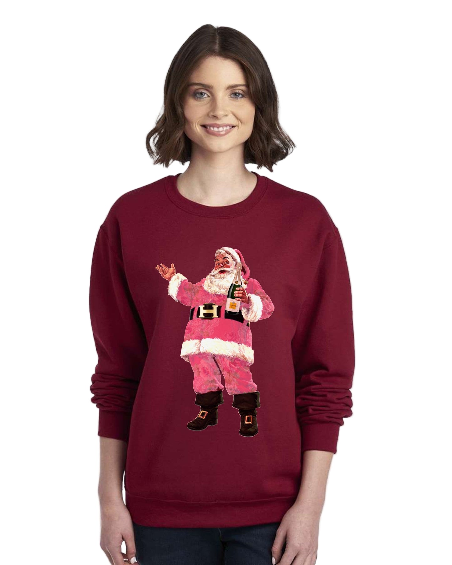 Pink Champagne Santa Sweatshirt
