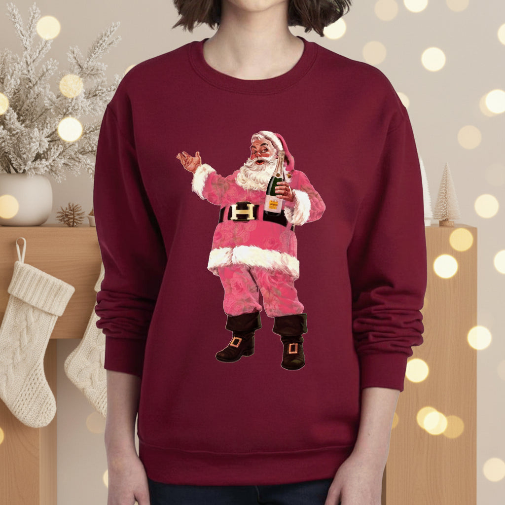 Pink Champagne Santa Sweatshirt