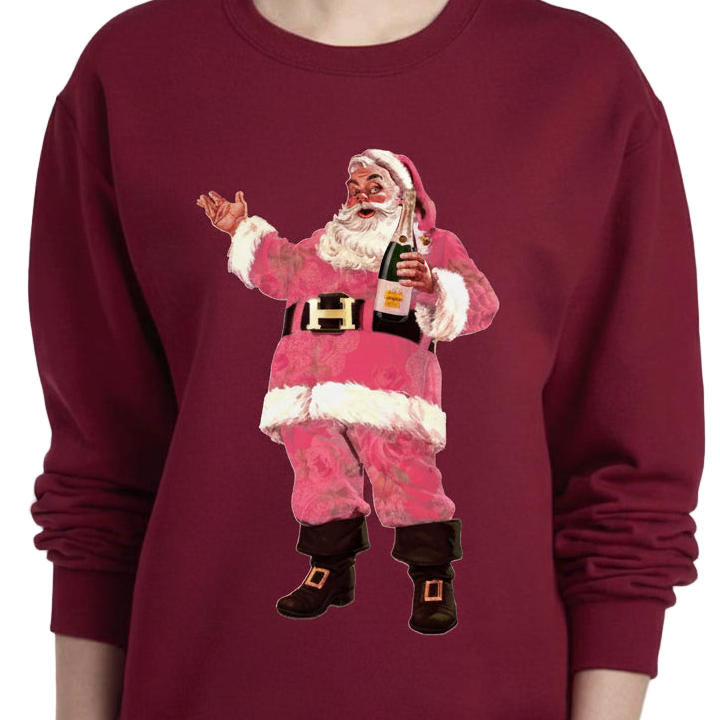 Pink Champagne Santa Sweatshirt